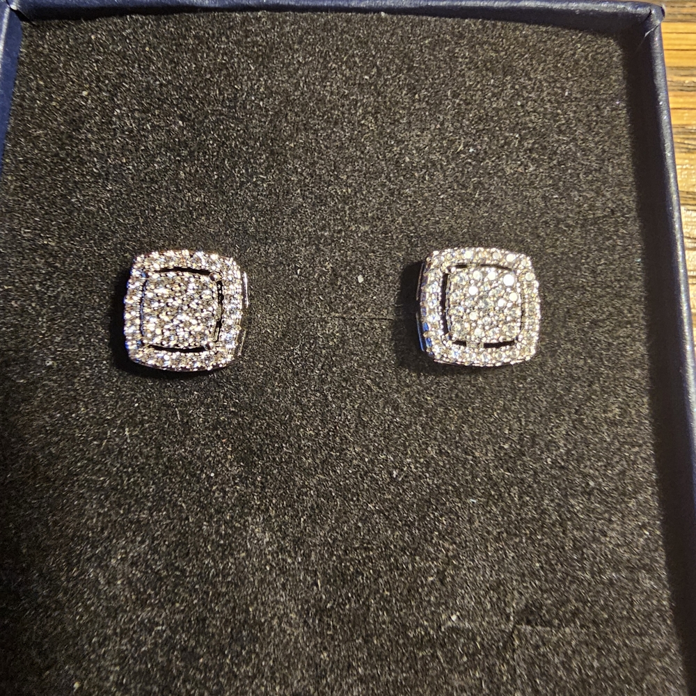 Trumium Halo Stud Earrings, 925 Silver